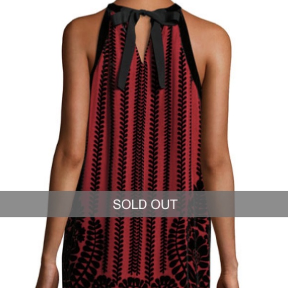 Studio M Velvet Flocked Halter Cocktail Dress Sz S - Picture 2 of 5